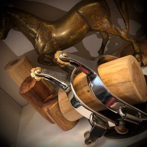 ‼️SOLD‼️Western Horse Spurs 3" - Stainless Steel with Brass 6 Point Rowel/